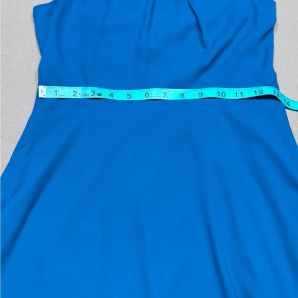 Express High Neck Fit and Flare Dress in Teal - Picture 6 of 9